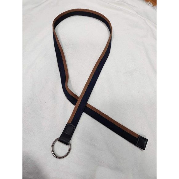 Urban Outfitters Navy Ecru and Brown D-Ring Belt Size 46 - Picture 1 of 5